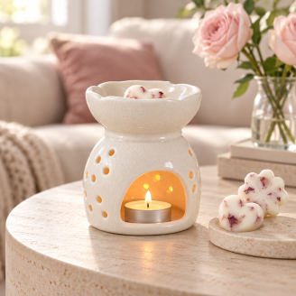 elegante Duftlampe mit Rosen Duftmelts
