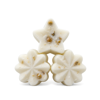 Weiße Antistress-Duftmelts aus Sojawachs mit Blüten